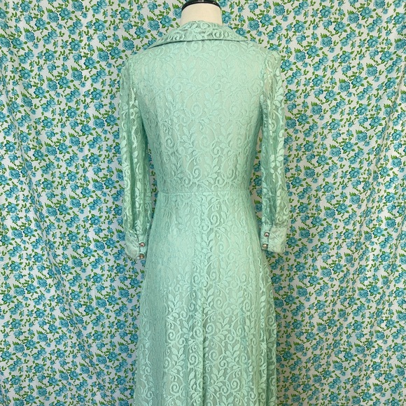 Vintage 70s green lace dress by Miss Rubette - Picture 3 of 6